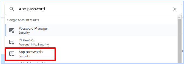 Cercate Password app nelle impostazioni del vostro account Google. - SocialVPS Cercate App Password nelle impostazioni del vostro account Google.